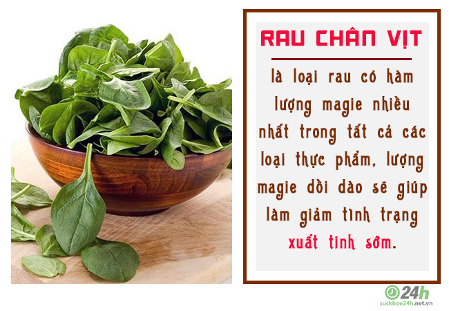 Chữa xuất tinh sớm bằng rau chân vịt